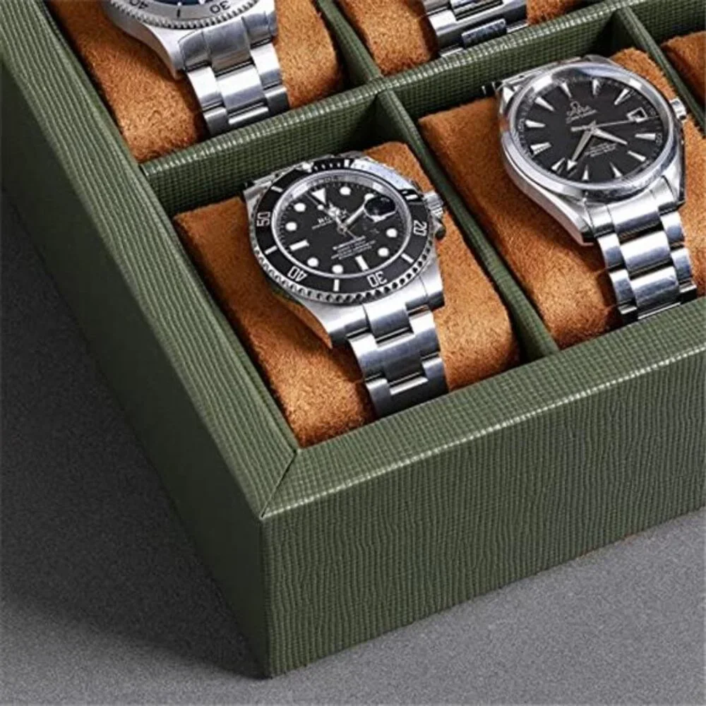 10 Slot Leather Watch Box Luxury Case Display Jewelry Organizer